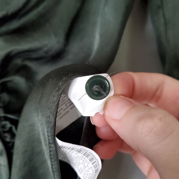 Zara Satin Sage Green Ruched Button Up Blouse Top, S - Picture 8 of 8
